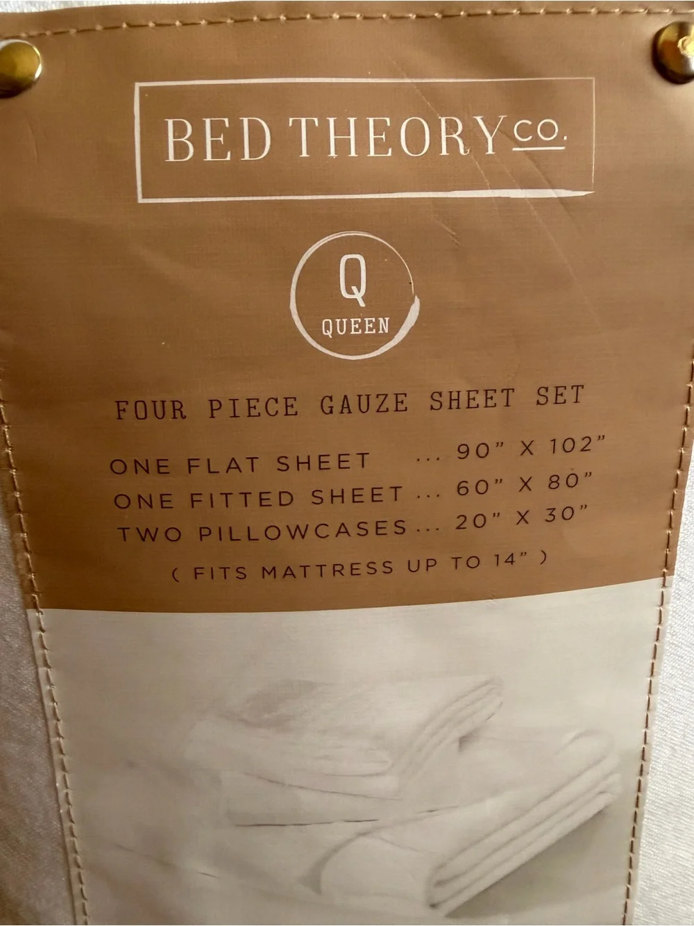 Bed Theory Co. Queen Gauze Sheet Set in White 4 piece NWT